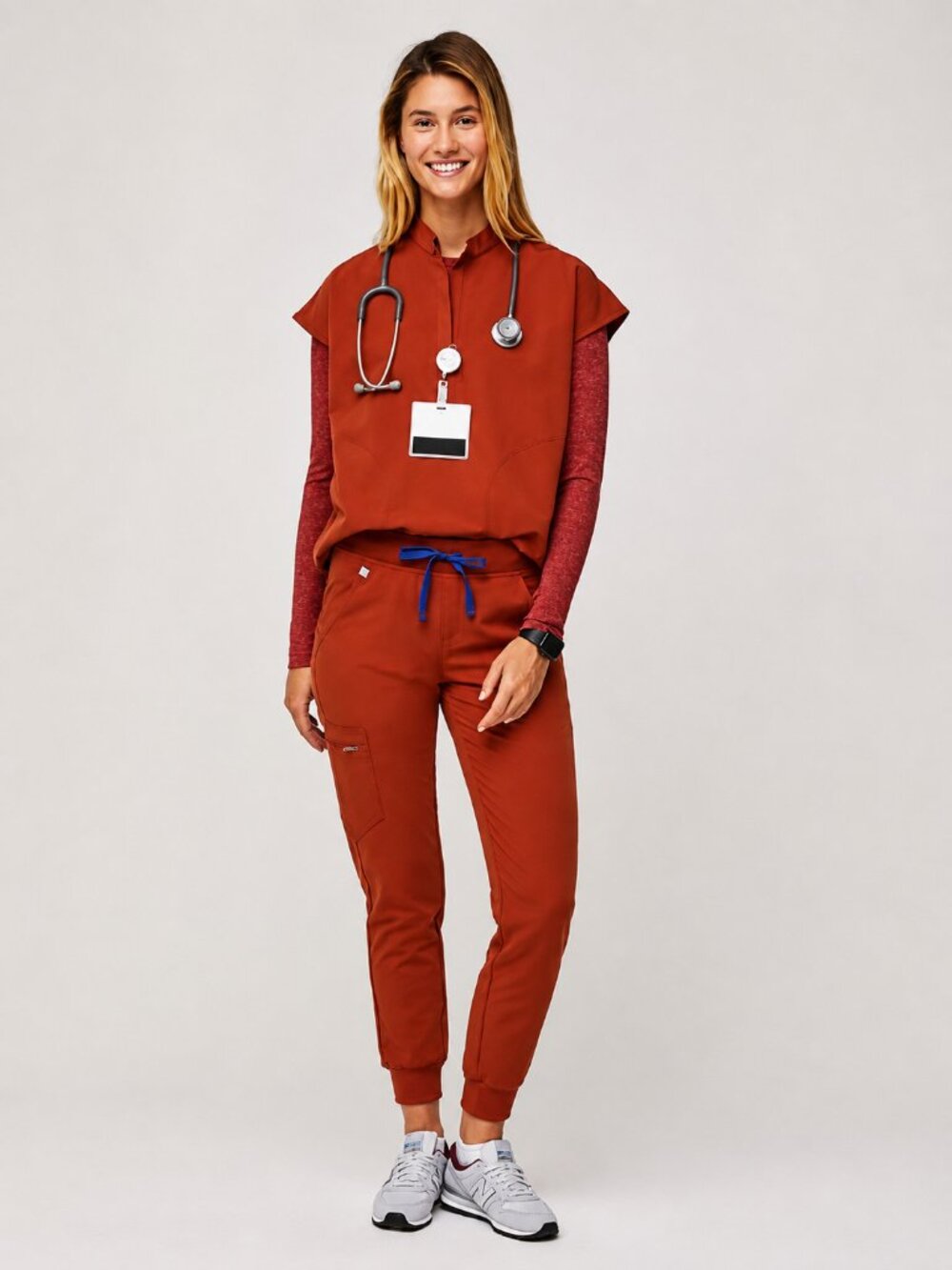 FIGS Zamora High-Waisted Jogger Scrub Pants Auburn M